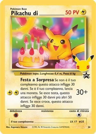 Immagine di Pikachu compleanno 24  Mint  (IT)